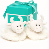 Jomanda Highland Cow Plush Baby Slippers Cream - 0 - 6 months - Guzzgoggs