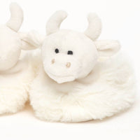Jomanda Highland Cow Plush Baby Slippers Cream - 0 - 6 months - Guzzgoggs