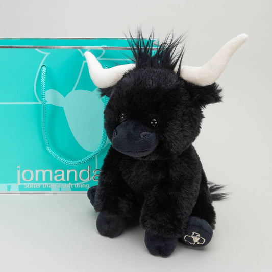 Jomanda Longhorn Black Highland Cow 18cm Soft Plush Toy - Guzzgoggs