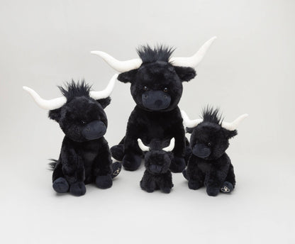 Jomanda Longhorn Black Highland Cow 18cm Soft Plush Toy - Guzzgoggs