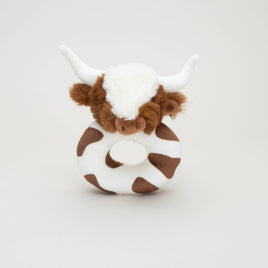Jomanda Texas Longhorn Highland Brown Cow Baby Plush Rattle 10cm - Guzzgoggs