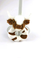 Jomanda Texas Longhorn Highland Brown Cow Baby Plush Rattle 10cm - Guzzgoggs