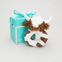 Jomanda Texas Longhorn Highland Brown Cow Baby Plush Rattle 10cm - Guzzgoggs