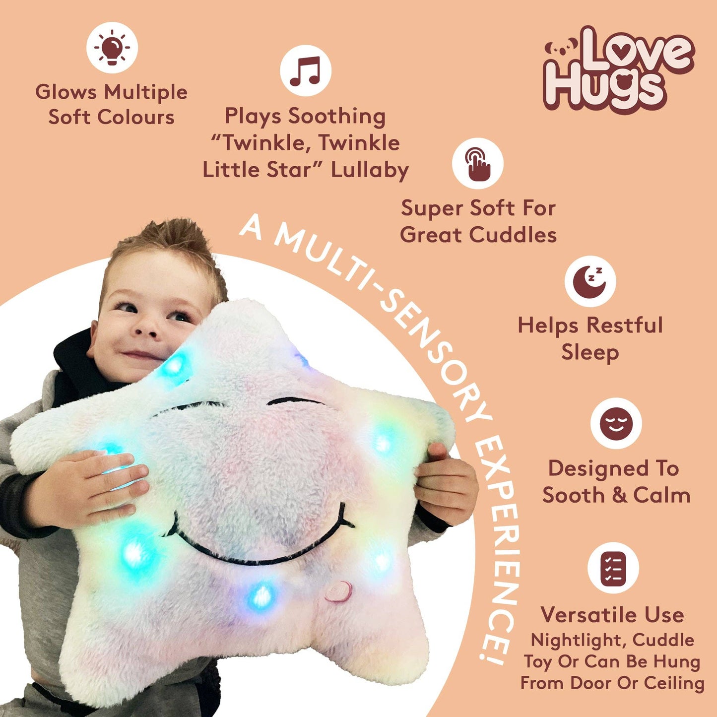 LoveHugs - Sensory Star Musical Light Up Toy - Guzzgoggs