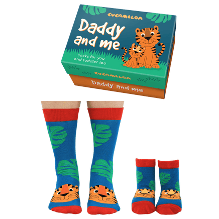 Sock Academy - DADDY AND ME - 2 pairs of Tiger socks Gift box Cucamelon - Guzzgoggs