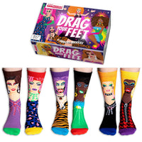 Sock Academy - DRAG YOUR FEET 6 Odd Socks Gift Box - United Oddsocks - UK 5 - 10 EUR 38 - 44 US 6 - 11 - Guzzgoggs