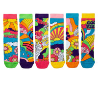 Sock Academy - HIPPY GO LUCKY 6 Odd Socks Gift Box - United Oddsocks - UK 4 - 8 EUR 37 - 42 US 6.5 - 10.5 - Guzzgoggs
