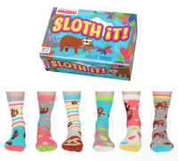 Sock Academy - SLOTH IT! 6 Odd Socks Gift Box - United Oddsocks - UK 4 - 8 EUR 37 - 42 US 6.5 - 10.5 - Guzzgoggs