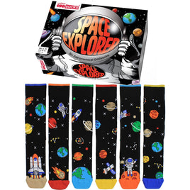 Sock Academy - SPACE EXPLORER 6 - 11 - 6 Odd Socks Gift Box United Oddsocks - UK 6 - 11, EUR 39 - 46, US 7 - 12 - Guzzgoggs