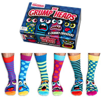 Sock Academy - THE GRUMP HEADS 6 Odd Socks Gift Box - United Oddsocks - UK 6 - 11 EUR 39 - 46 US 7 - 12 - Guzzgoggs