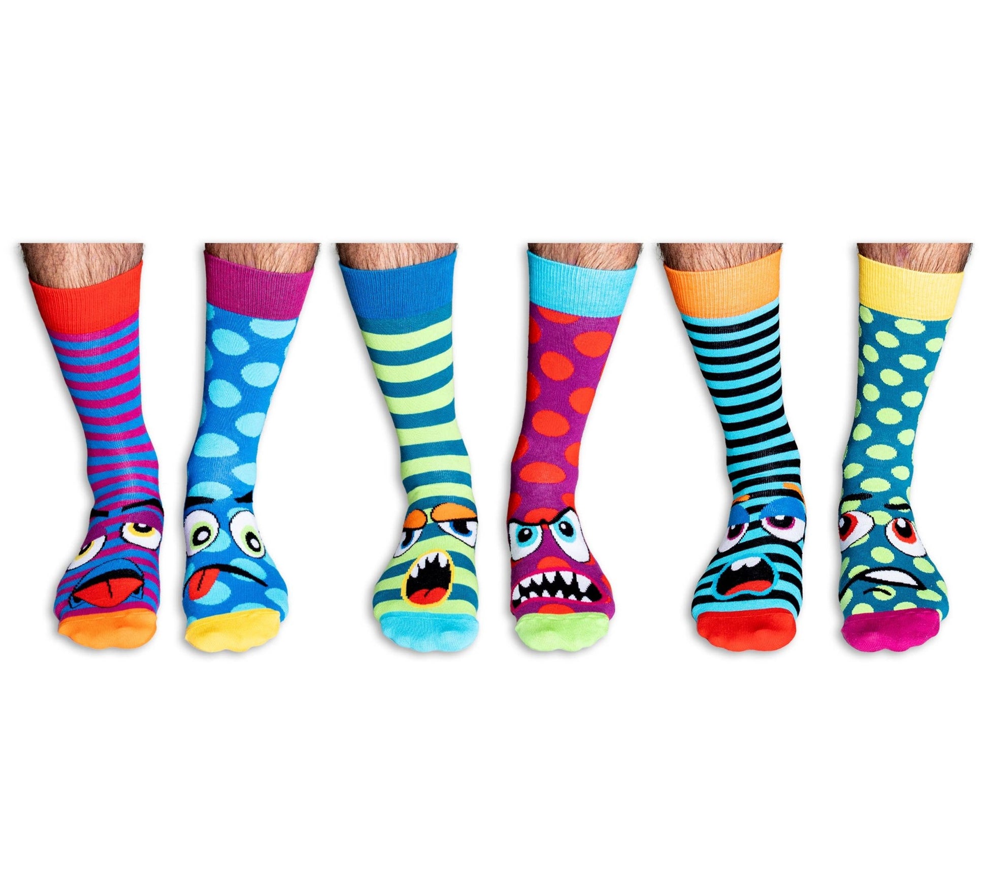 Sock Academy - THE GRUMP HEADS 6 Odd Socks Gift Box - United Oddsocks - UK 6 - 11 EUR 39 - 46 US 7 - 12 - Guzzgoggs