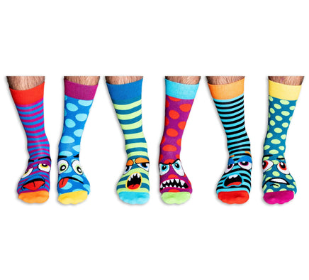 Sock Academy - THE GRUMP HEADS 6 Odd Socks Gift Box - United Oddsocks - UK 6 - 11 EUR 39 - 46 US 7 - 12 - Guzzgoggs