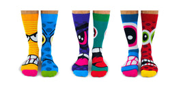 Sock Academy - THE STRESS HEADS 6 Odd Socks Gift Box - United Oddsocks - UK 6 - 11 EUR 39 - 46 US 7 - 12 - Guzzgoggs