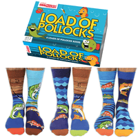 Sock Academy - UNITED ODDSOCKS GIFT BOX - LOAD OF POLLOCKS - 6 ODD SOCKS - UK 6 - 11 EUR 39 - 46 US 7 - 12 - Guzzgoggs