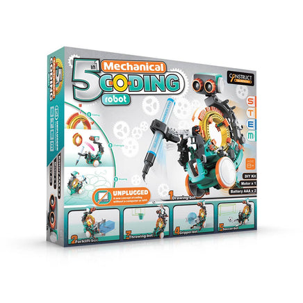 STEM Science Construction Kit - 5 - 1 Mechanical Coding Robot - Guzzgoggs