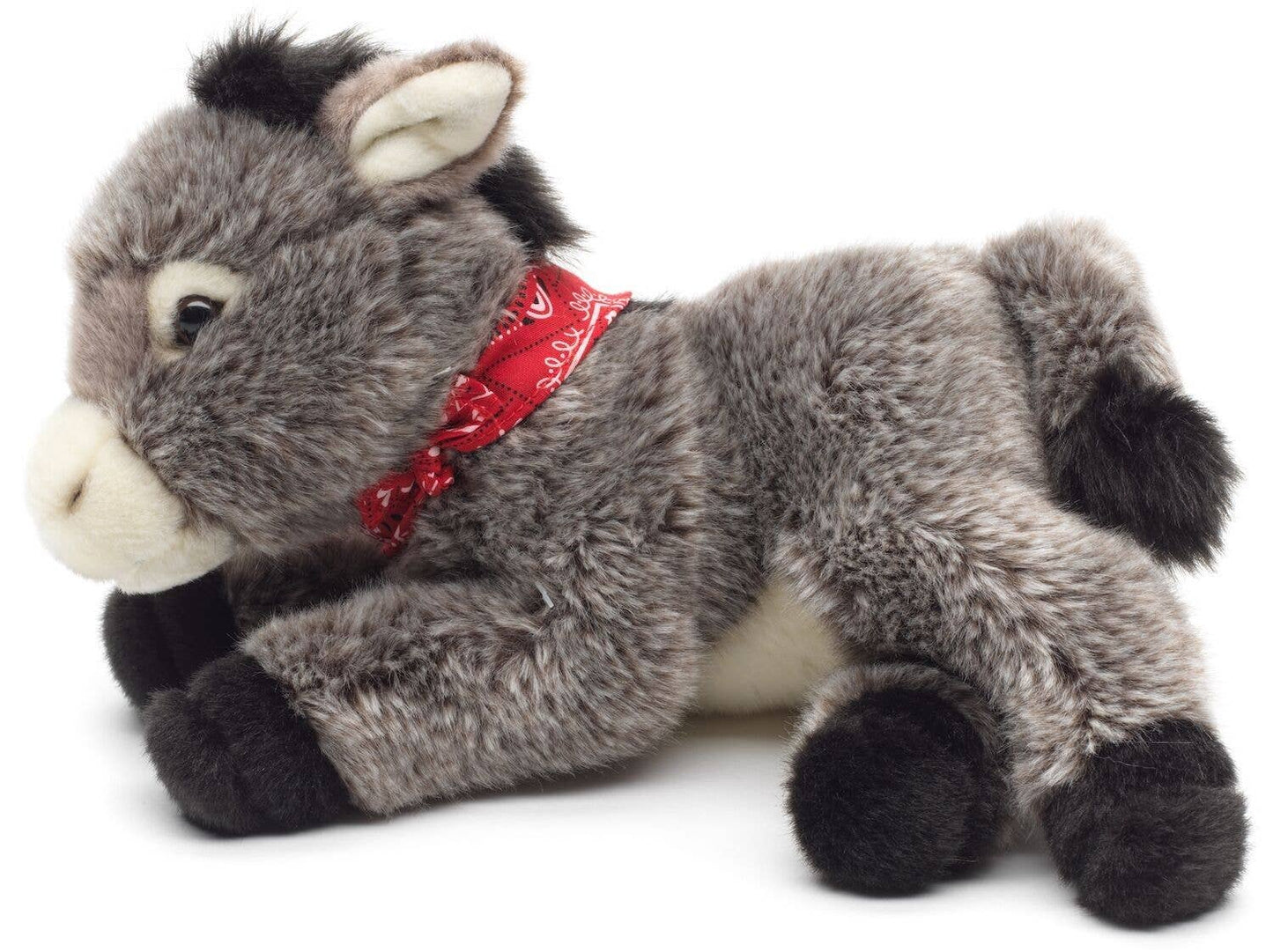 Uni Toys - Donkey with Scarf, Lying Down - 28cm Plush - Guzzgoggs