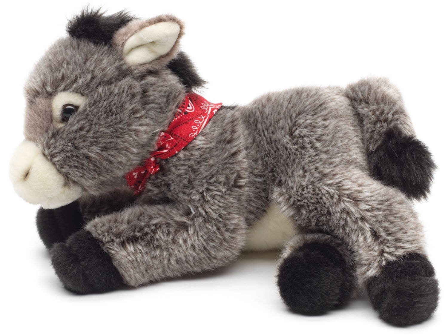 Uni Toys - Donkey with Scarf, Lying Down - 28cm Plush - Guzzgoggs