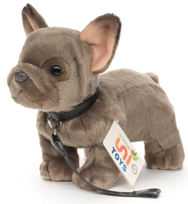 Uni Toys - French Bulldog (grey) - With leash cuddle/plush toy - Guzzgoggs