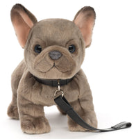 Uni Toys - French Bulldog (grey) - With leash cuddle/plush toy - Guzzgoggs
