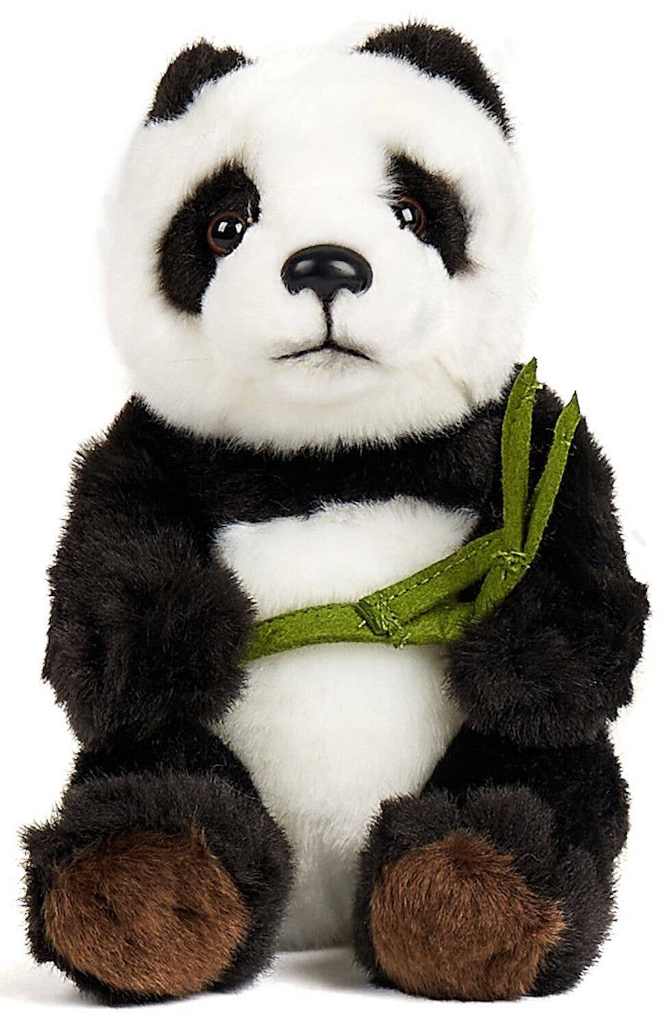 Uni Toys - Panda Bear with Leaf Sitting 17cm Plush - Guzzgoggs