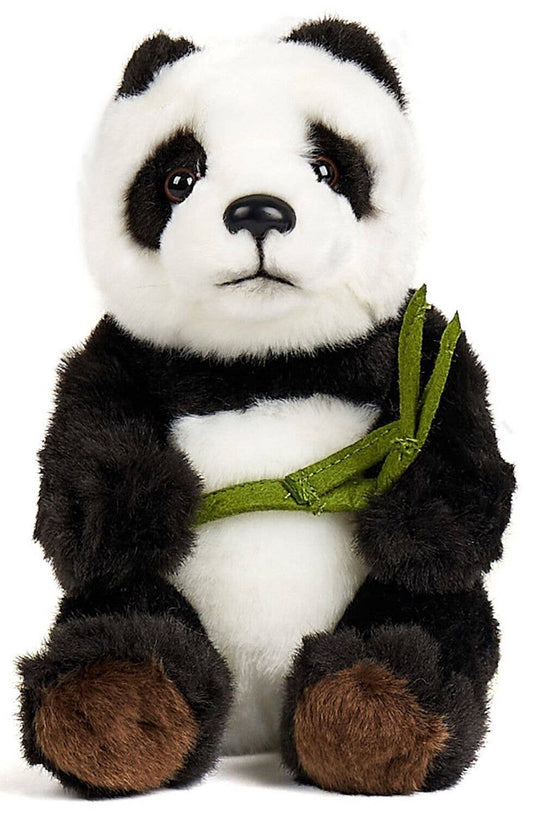 Uni Toys - Panda Bear with Leaf Sitting 17cm Plush - Guzzgoggs