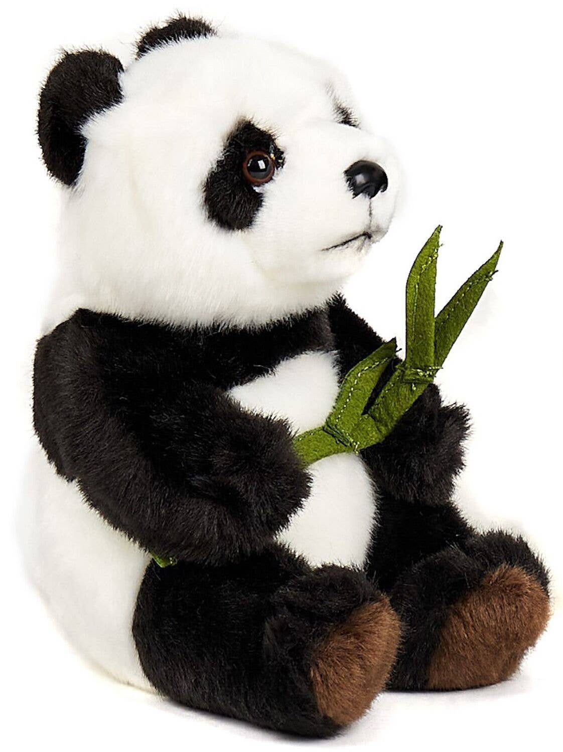 Uni Toys - Panda Bear with Leaf Sitting 17cm Plush - Guzzgoggs