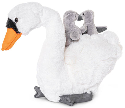 Uni Toys - Swan with Babies - 24 cm (Height) Plush - Guzzgoggs