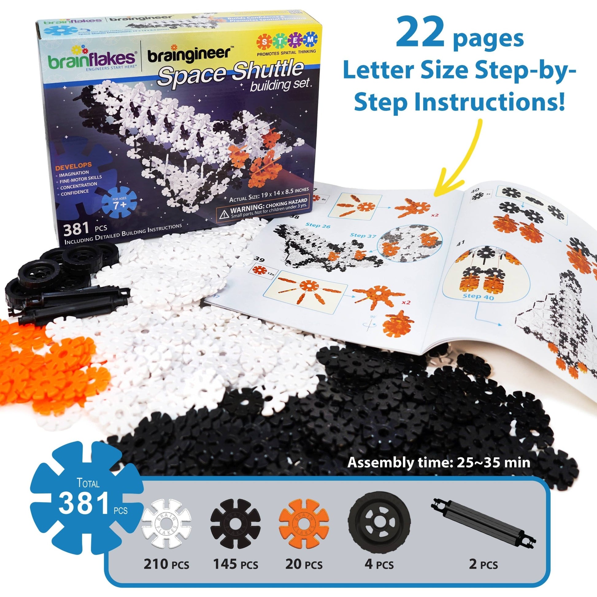 VIAHART Brain Flakes Space Shuttle Building Set & Instruction Book - Guzzgoggs