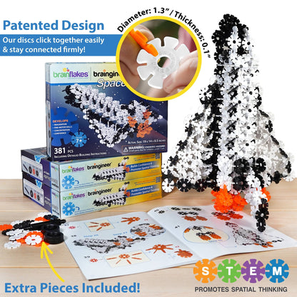 VIAHART Brain Flakes Space Shuttle Building Set & Instruction Book - Guzzgoggs