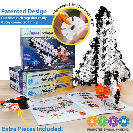 VIAHART Brain Flakes Space Shuttle Building Set & Instruction Book - Guzzgoggs
