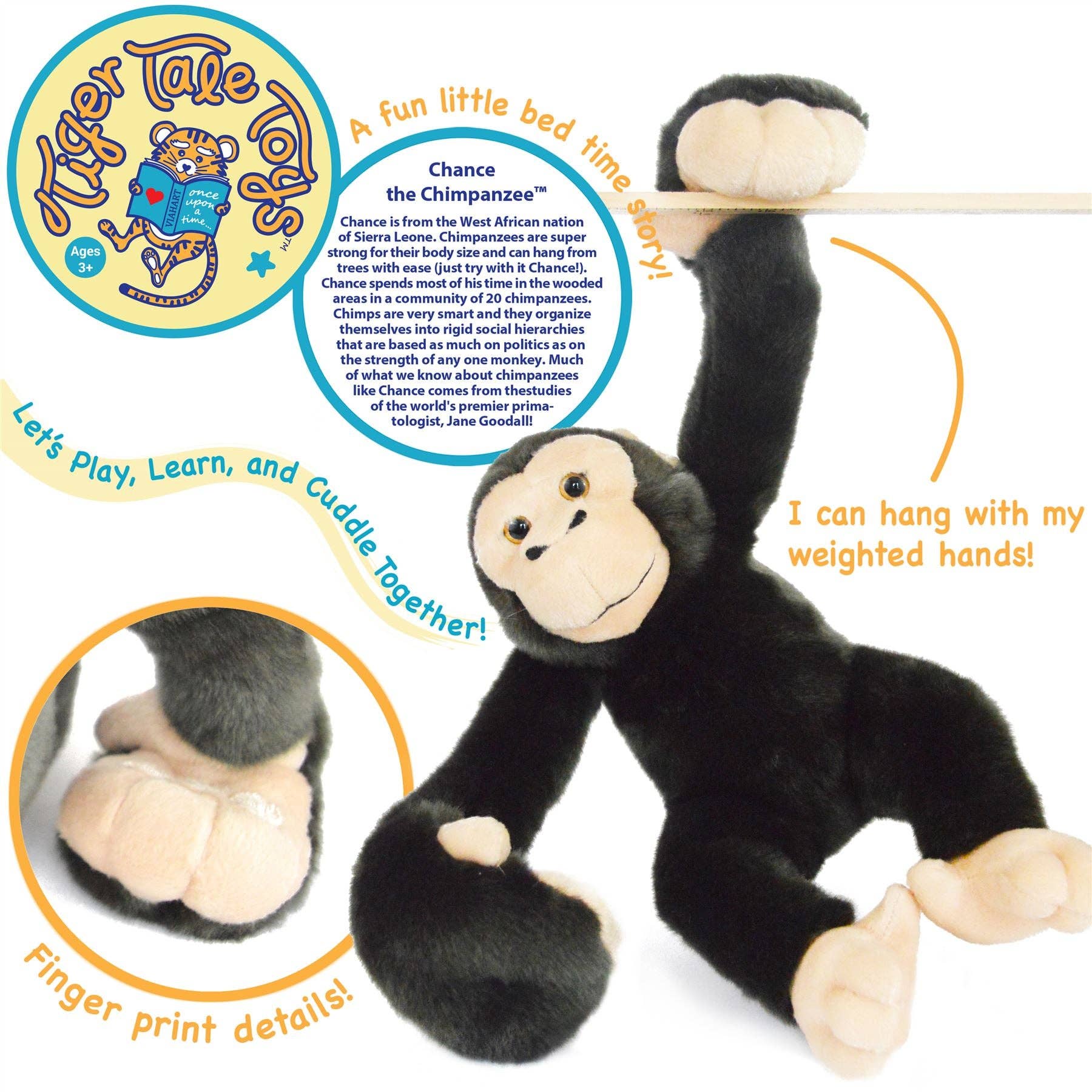 VIAHART Chance the Chimpanzee Stuffed Animal Plush - Guzzgoggs
