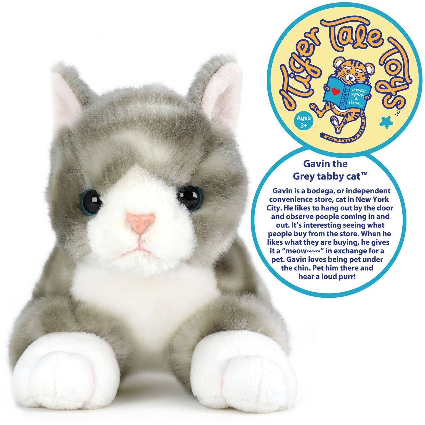 VIAHART Gavin the Grey Tabby Cat 13 Inch Stuffed Animal Plush - Guzzgoggs