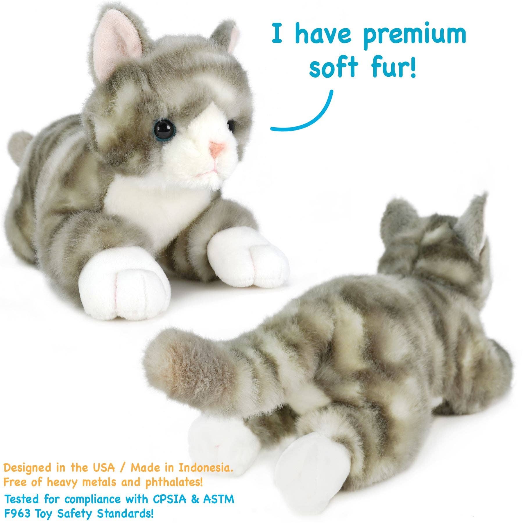 VIAHART Gavin the Grey Tabby Cat 13 Inch Stuffed Animal Plush - Guzzgoggs
