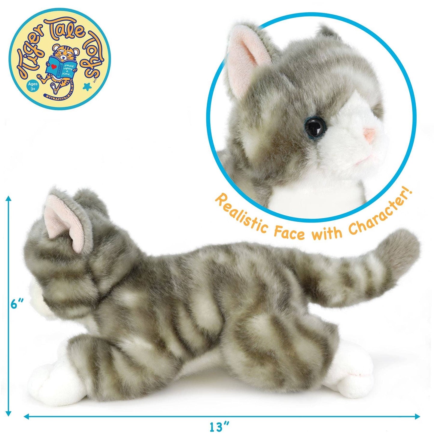 VIAHART Gavin the Grey Tabby Cat 13 Inch Stuffed Animal Plush - Guzzgoggs