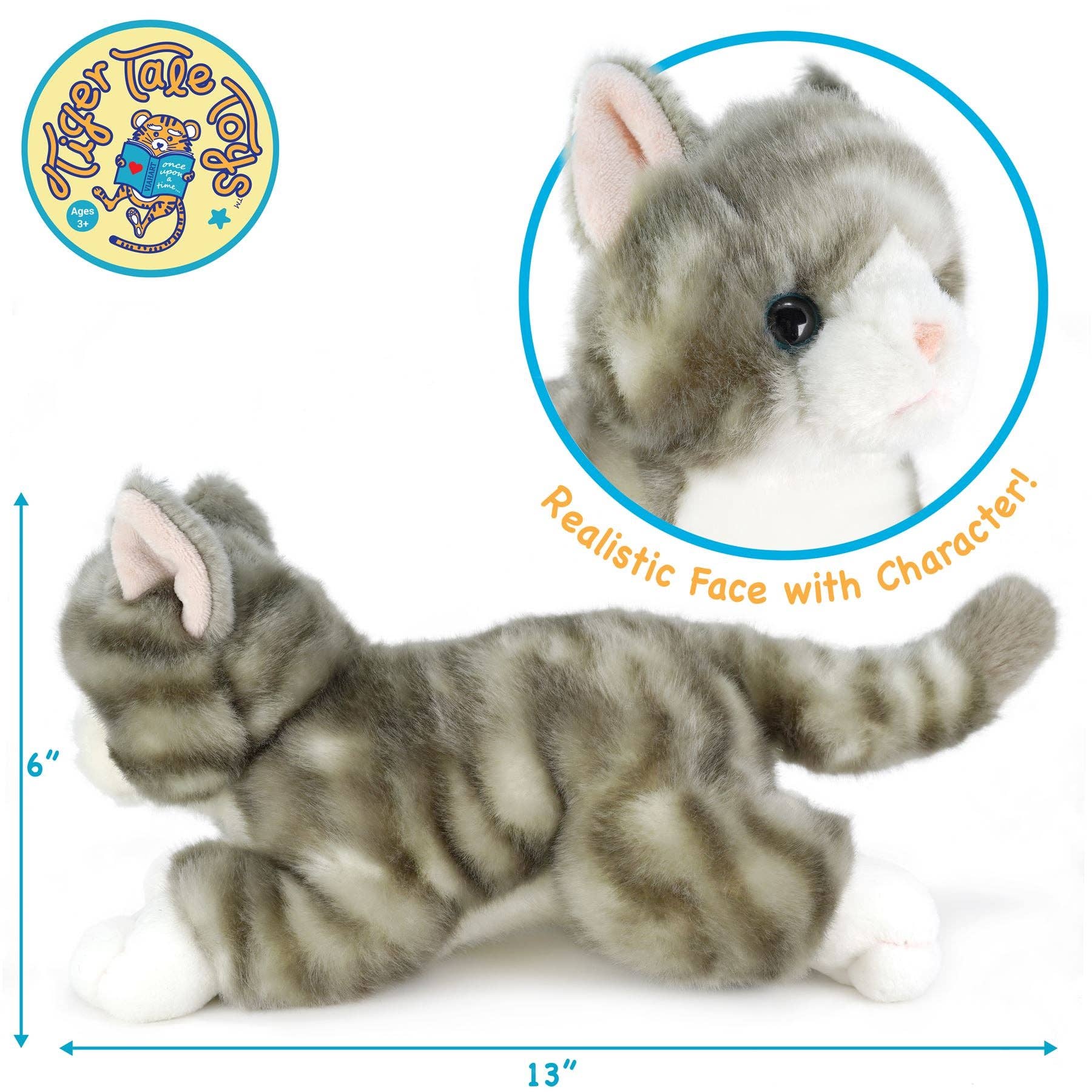VIAHART Gavin the Grey Tabby Cat 13 Inch Stuffed Animal Plush - Guzzgoggs