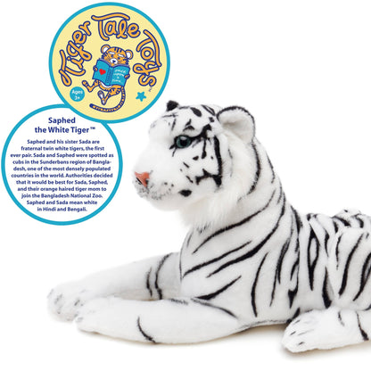 VIAHART Saphed The White Tiger 17 Inch Stuffed Animal Plush - Guzzgoggs