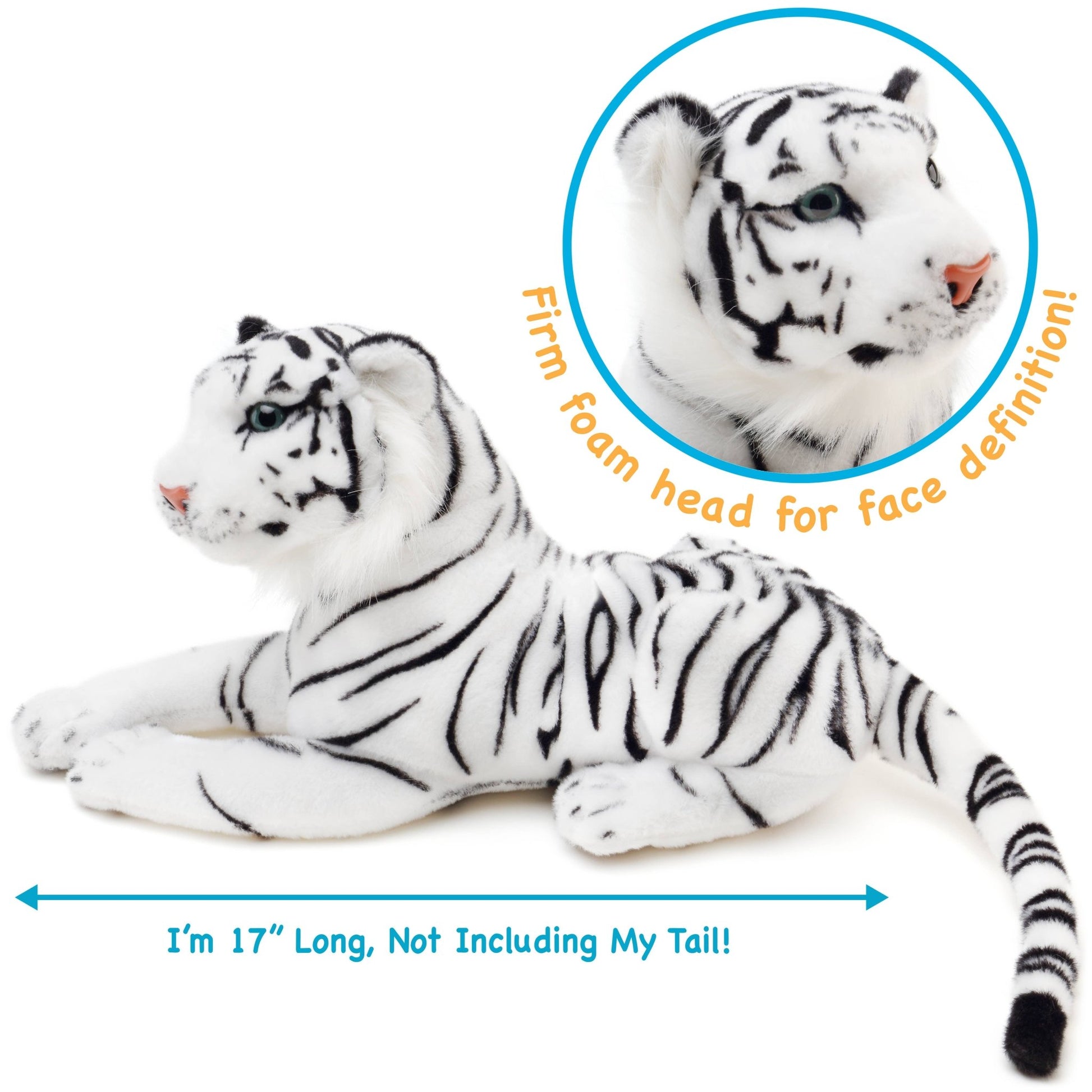 VIAHART Saphed The White Tiger 17 Inch Stuffed Animal Plush - Guzzgoggs