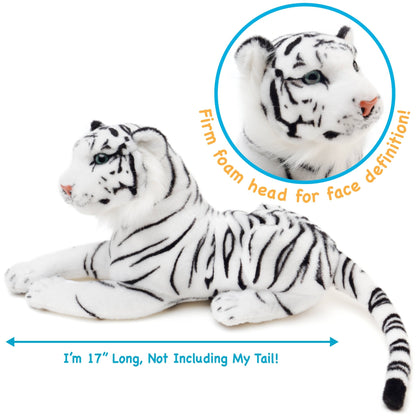 VIAHART Saphed The White Tiger 17 Inch Stuffed Animal Plush - Guzzgoggs