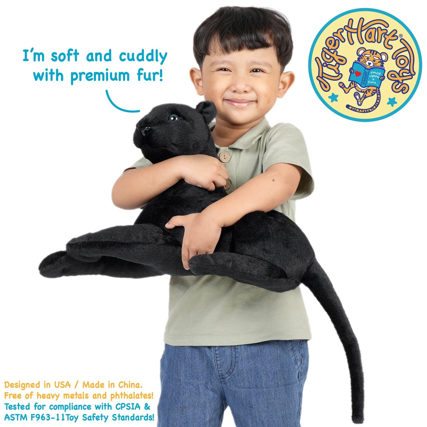 VIAHART Sid The Panther - Squeeze Me! 17 Inch Stuffed Animal Plush - Guzzgoggs