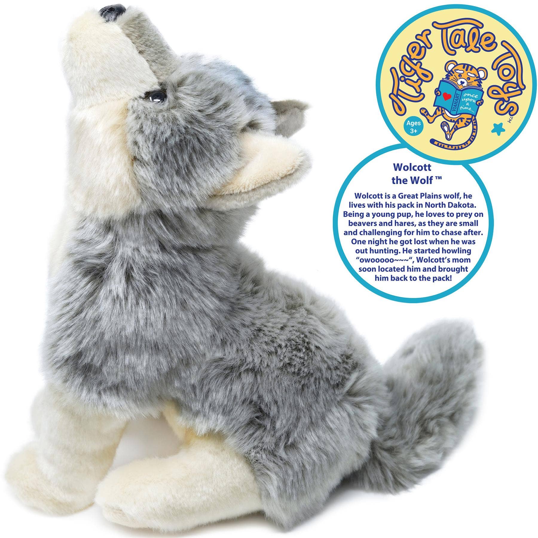 VIAHART Wolcott the Wolf 11 Inch Stuffed Animal Plush - Guzzgoggs
