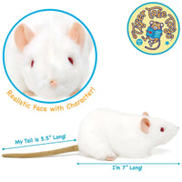 VIAHART Wylie the White Rat 7 Inch - Guzzgoggs