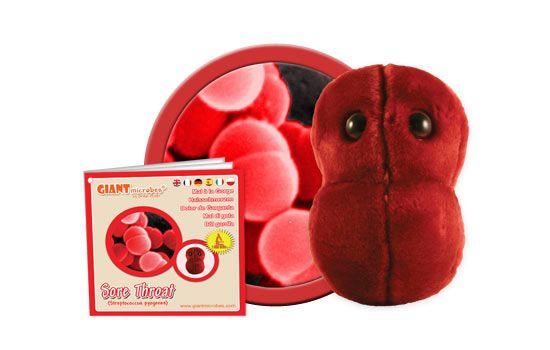 Giantmicrobes Original Sore Throat (Streptococcus) Plush Educational Toy - Guzzgoggs